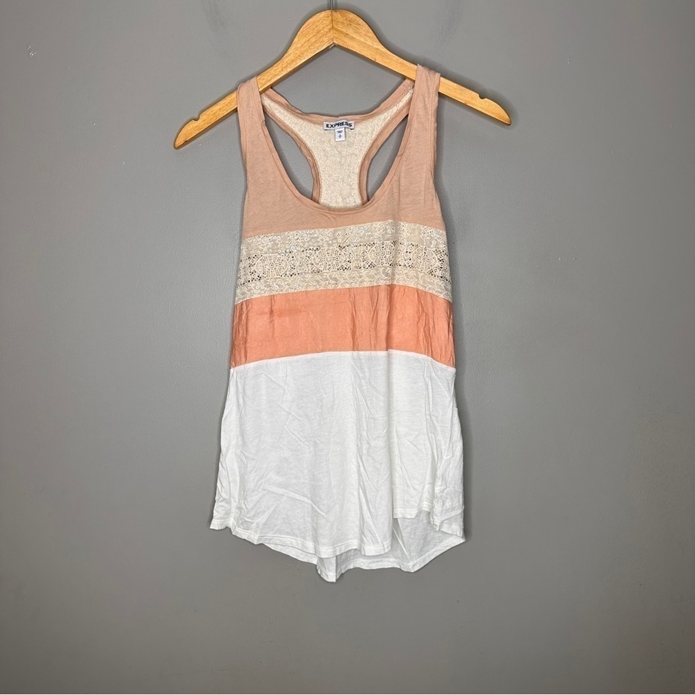Express striped lace racer back y2k style tank top